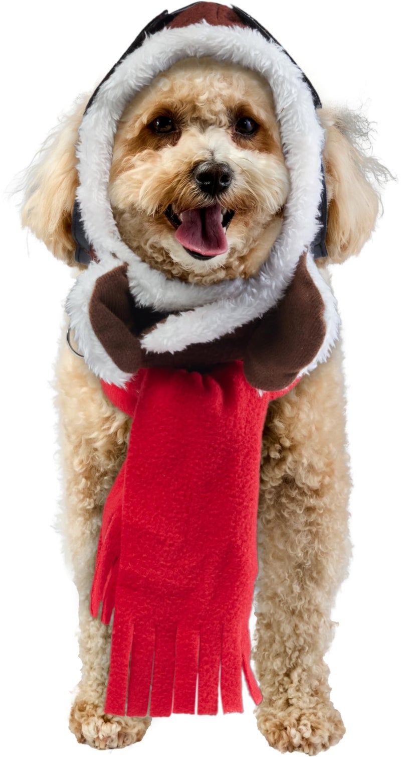 Rubies Aviator Pet Hat & Scarf Set for Dogs or Cats, M/L - Image 1